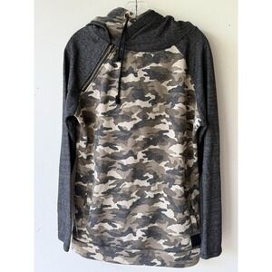 AMPERSAND AVE Camo Body & Grey Sleeves Double Hooded - Brown/Grey/Tan SIZE XXL